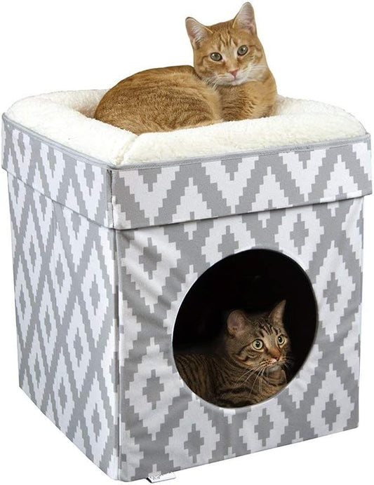 Large Cat Bed, Stackable Cat Cube, Indoor Cat House/Cat Condo, Cat Scratcher