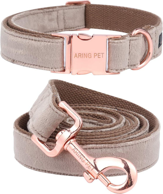 Dog Collar and Leash, Velvet Dog Collar and Leash Set, Soft & Comfy, Adjustable Collars for Dogs